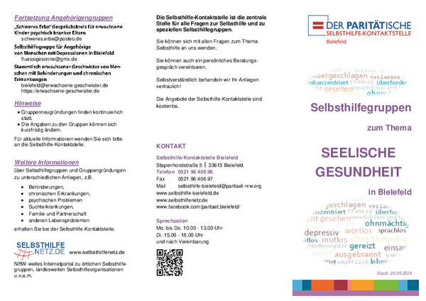 Flyer Selbsthilfegruppen Seelische Gesundheit