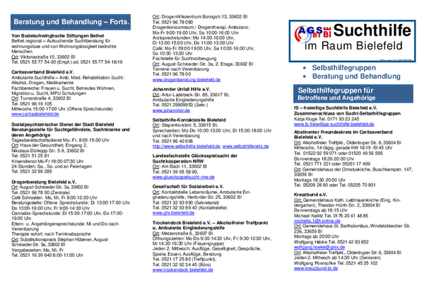 Flyer der AG Suchthilfe Bielefeld